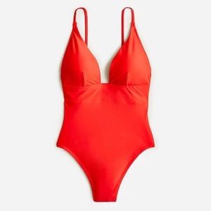 NWT J. Crew Red Plunge One Piece Swimsuit sz 14. Adjustable straps